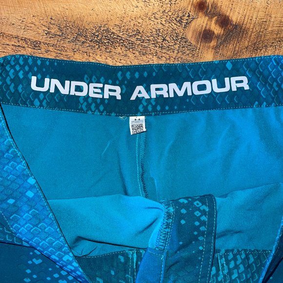 Men's Under Armour Swim Trunks Turquoise Blue Board Shorts - Picture 4 of 8